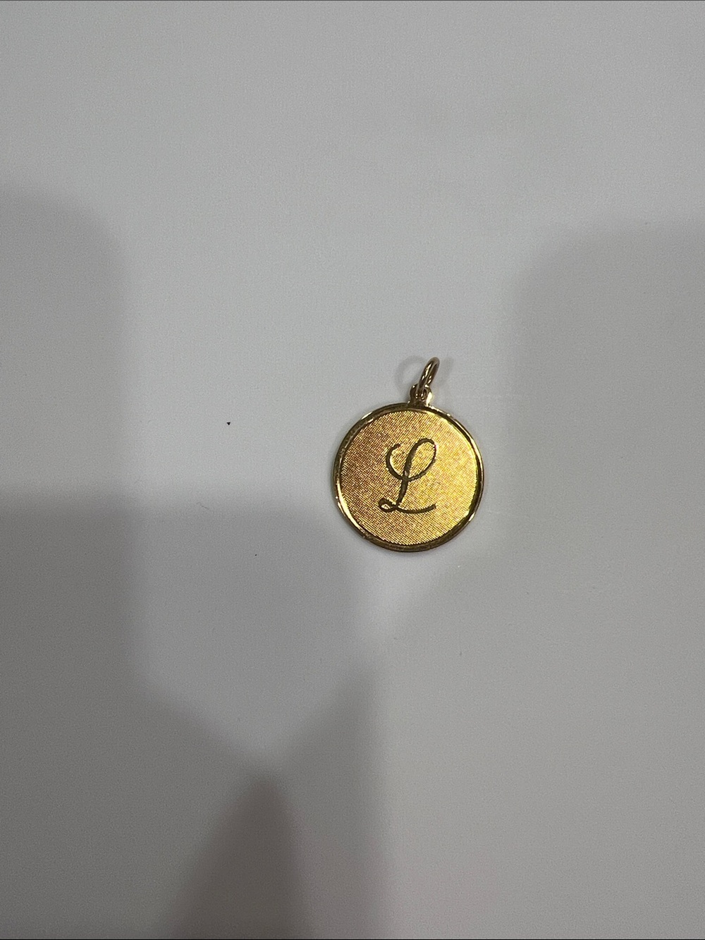 Gold Initial 'L' Round Pendant Necklace Charm
